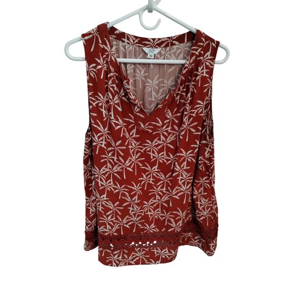 Crown & Ivy Women's XXL Tropical Sleeveless Resortwear Summer Crochet Palms Top - Picture 9 of 11